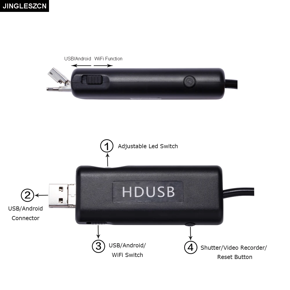 Jingleszcn Беспроводной HD USB эндоскопа 9 мм объектив 2 м 5 10 проводных Wi Fi Камера