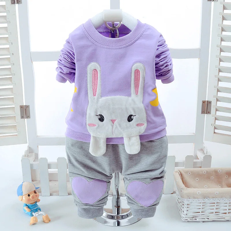 2017 Одежда для младенцев комплекты весенней одежды маленьких девочек футболка с