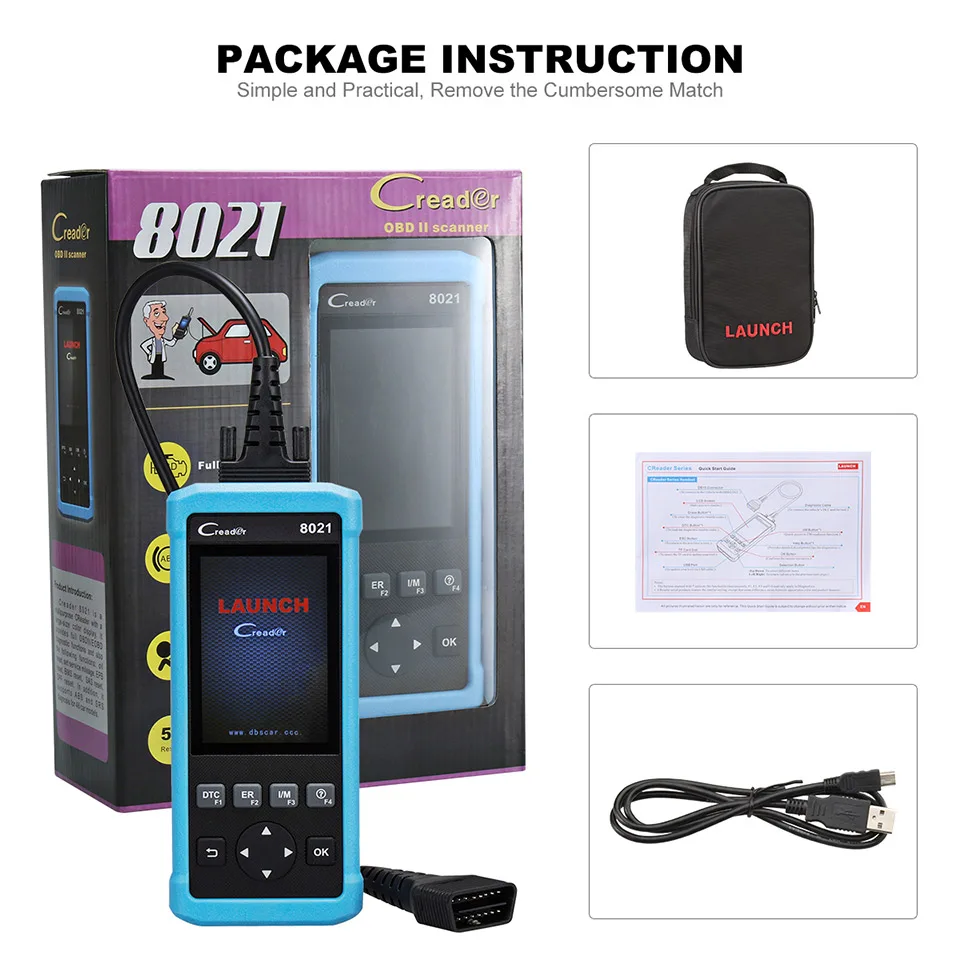 Старт CReader 8021 авто полный OBDII/EOBD функции сканер с Батарея Управление Системы (BMS)