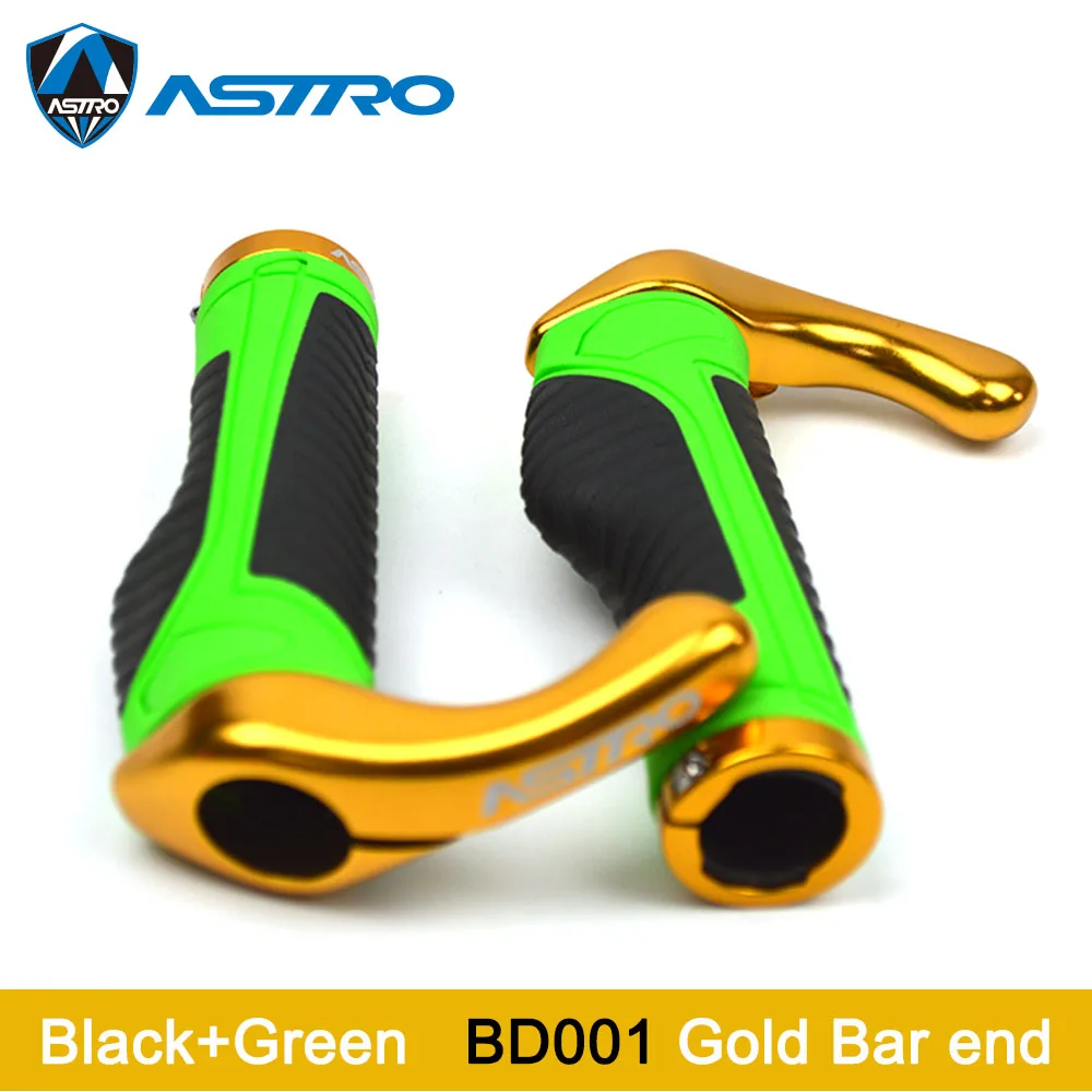 Green BD001 Gold Astro руль для велосипеда, рукоятка для велосипеда, велосипедная рукоятка, прочная нескользящая резина, аксессуары для горного велосипеда, запчасти для велосипеда, 1 пара - Цвет: Green BD001 Gold