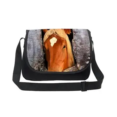 Прохладный девочек-подростков школьная crossbag 3D Crazy Horse один сумка для детей среднего студента Книга сумка Для женщин одного плеча - Цвет: Небесно-голубой