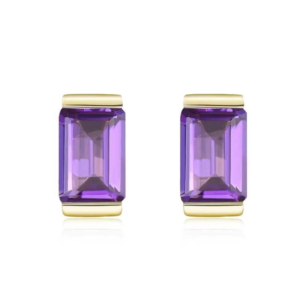 Amethyst-18K LP натуральный 9 к желтое золото Красный Гранат Серьги для женщин Свадебные обручальные Серьги с драгоценными камнями хорошее ювелирное изделие подарок на день Святого Валентина - Цвет камня: Amethyst-18K