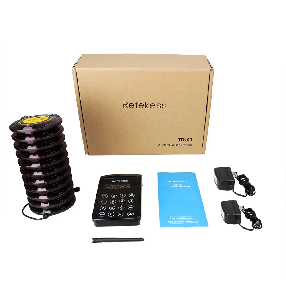 RETEKESS TD103 Restaurant Coaster Pager Waiter Wireless Calling System With Touchable Keypad Transmitter + 10 Pagers | Компьютеры и