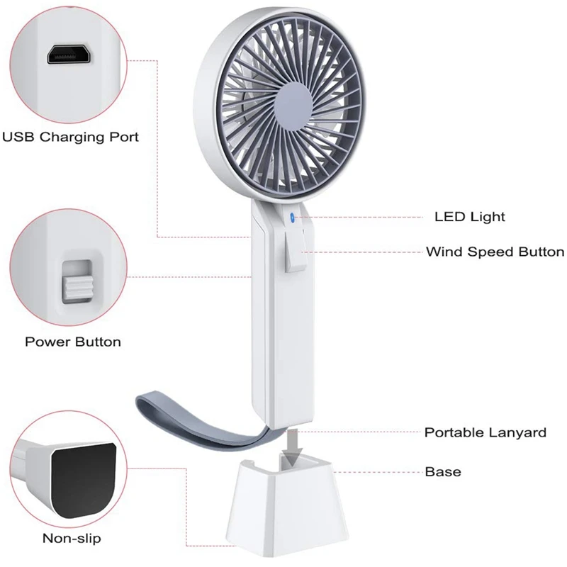 Портативный вентилятор на батарейках Настольный Usb маленький перезаряжаемый