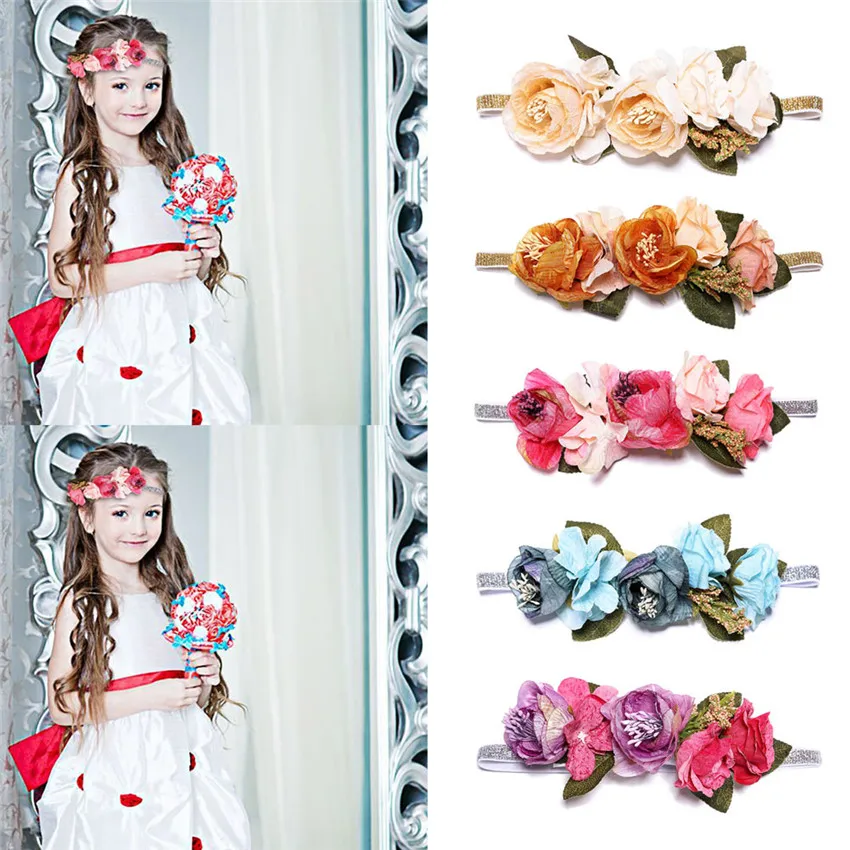 M MISM Children Flower Crown Hairband Beauty Elastic Kids Hair Accessories Girls Headband Garland Festival Wreath | Аксессуары для