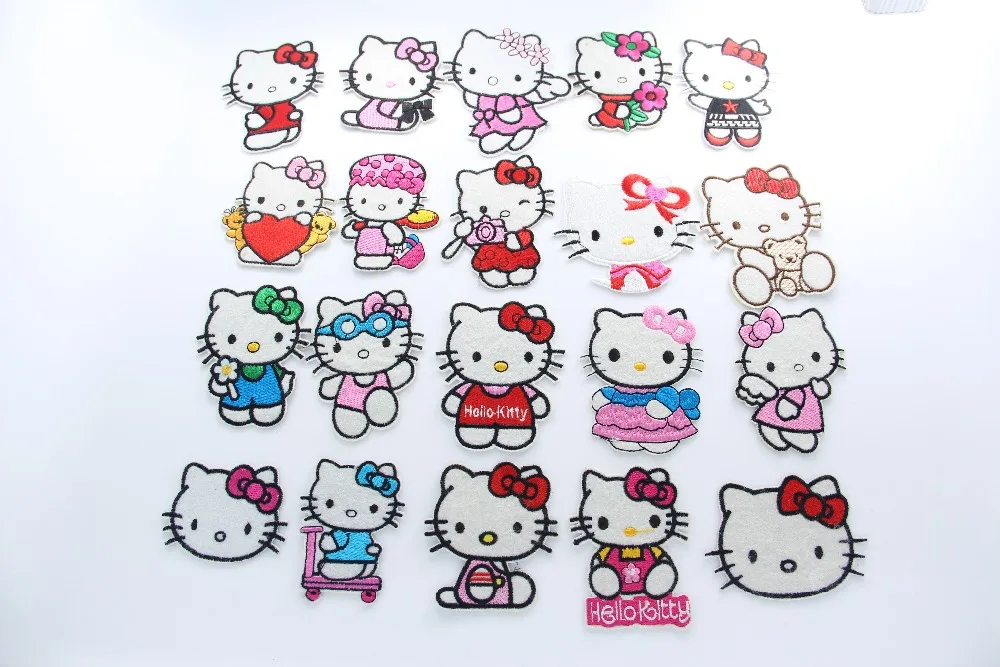 20 pcs HELLO KITTY Embroidered Iron-On Patches For Clothes Garment Applique DIY Accessory |