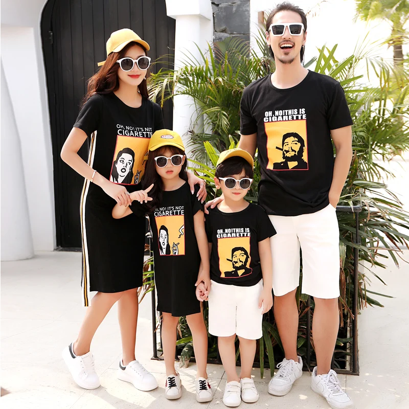 

Mother Daughter Girl Dresses Summer Men Boy T-Shirts+Pants For Father Son Family Matching Outfits moeder en dochter kleding