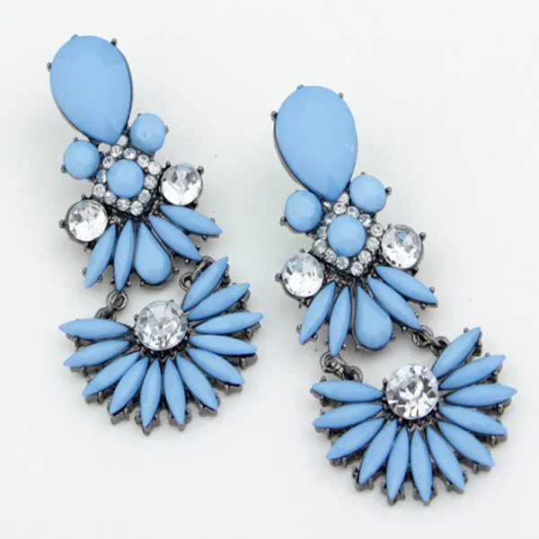 Женские серьги с кристаллами синие жемчужные каплями|dangle statement earrings|statement drop