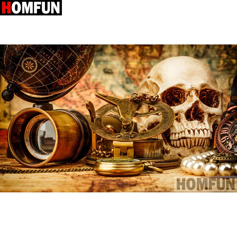 Алмазная живопись HOMFUN A17185 картина мультяшный череп с полными