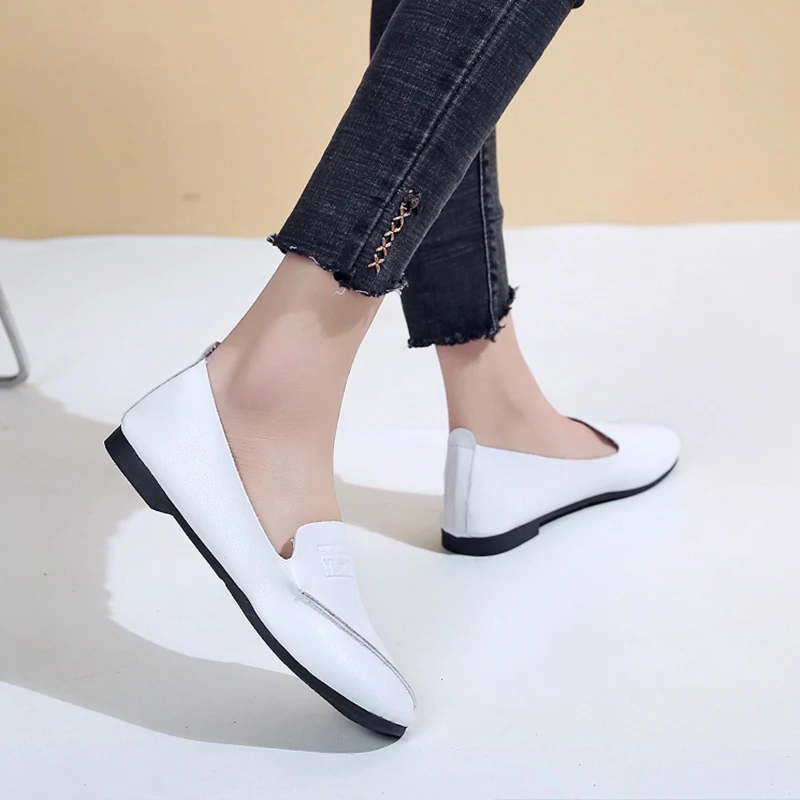 Новинка Весна 2019 корейская версия туфли на плоской подошве с квадратным носком