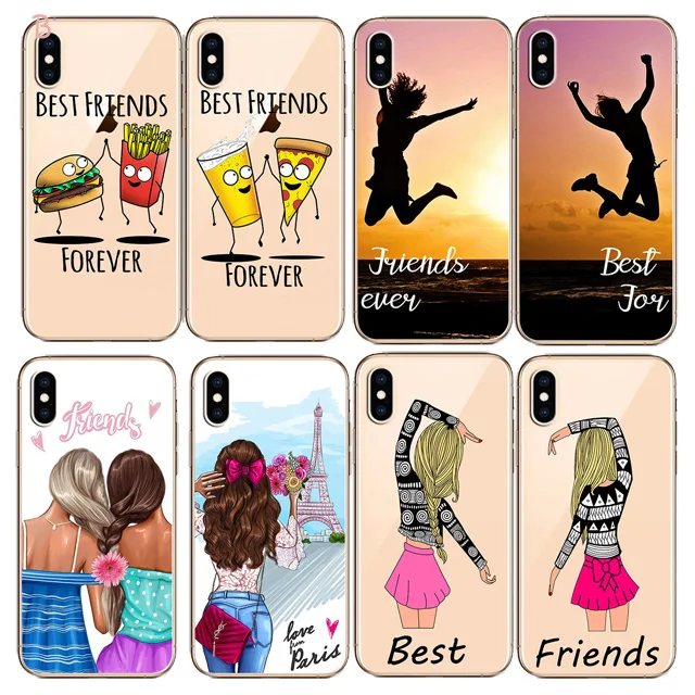 Прозрачные мягкие чехлы для телефонов девочек Bff Best Friends Forever чехол iPhone 7 6 6S 8 Plus X XR