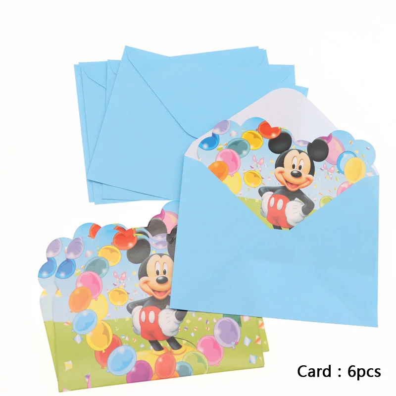 Card6pcs 6 шт./лот с Микки Маусом чашки ведро для попкорна набор салфеток для дня рождения, свадьбы Вечерние рождественские украшения для дома для детей - Цвет: Card6pcs