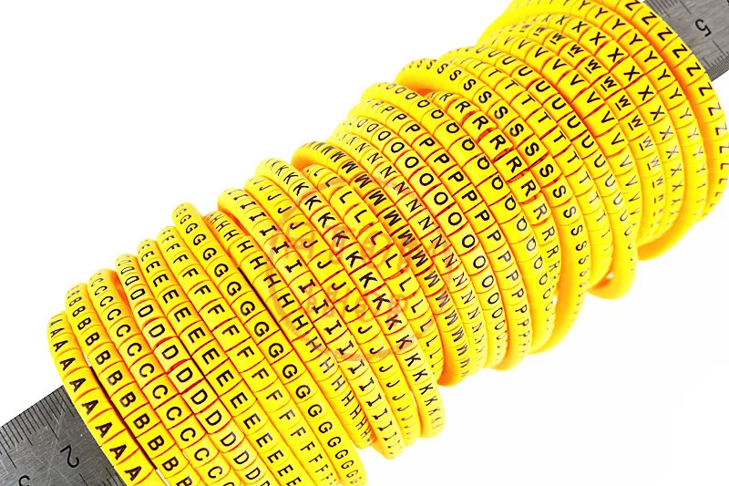 Yellow500pcs EC-0 EC-1 EC-2 EC-3 1.5mm2A-J ABCDEFJHIJ английские буквы гибких печатных рукав ярлыка