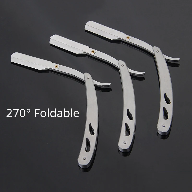 Vintage Straight Razor Foldable  Handle 420 Stainless Steel Shaving Beard Hair Cutting Eyebrow shaping images - 6