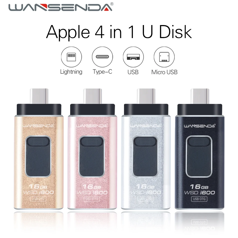 Wansenda i600 OTG USB флэш накопитель Lightning для IPhone X 8/8 Plus type C Флешка 2 0 Android 4 в 1 порт|USB