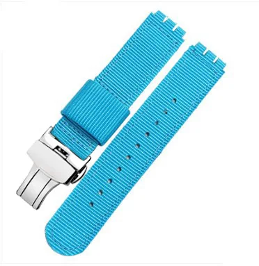Модный Полосатый нейлоновый ремешок 17мм19мм для SWATCH YGS/YAS/YLS/YCS/SUO цветные спортивные Ремешки для наручных часов водонепроницаемые и пот - Цвет ремешка: 01 Butterfly buckle