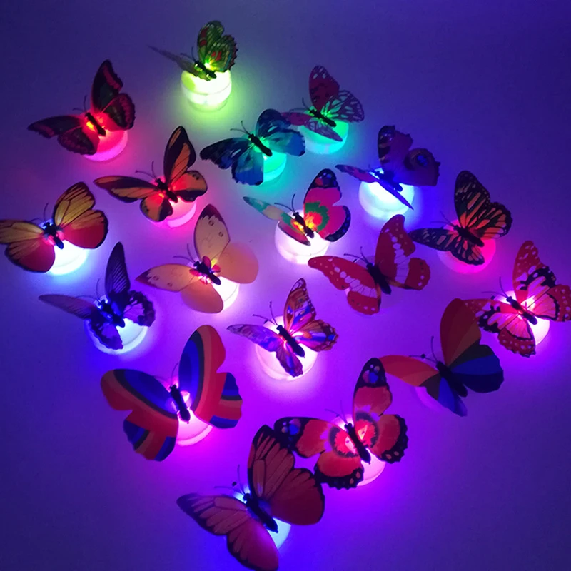 

5 Pcs Simulation Butterfly LED Luminous Butterfly Toys Home Decoration Color Glow Lights Wall New Strange Toy For Children Gift