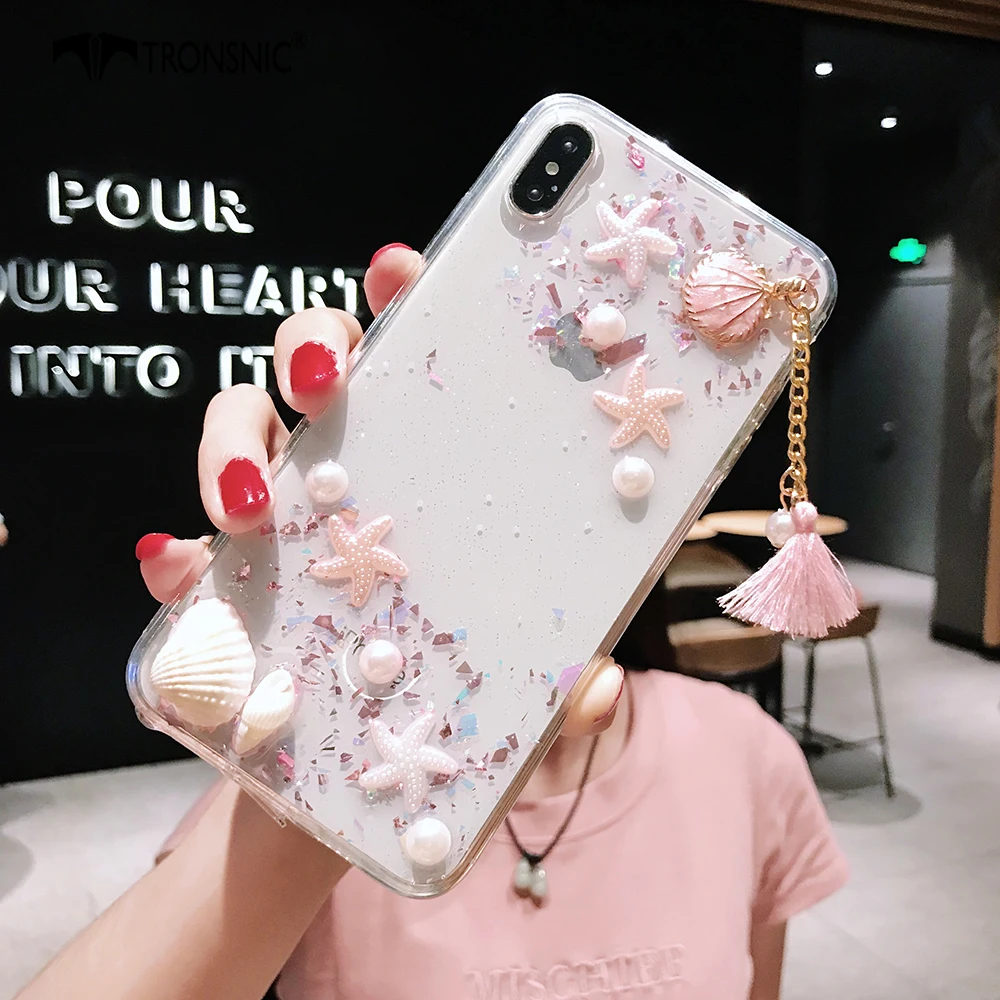 Блестящий чехол TRONSNIC для телефона iPhone X XS MAX XR Мягкий Летний Пляжный роскошный