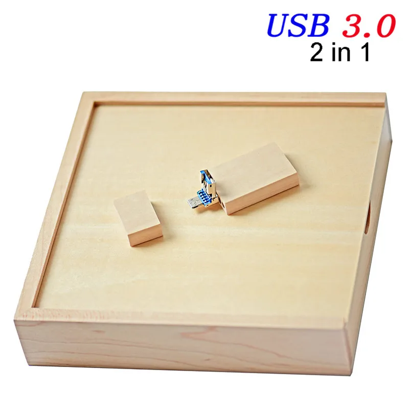 Maple wood JASTER 2 в 1 USB 3,0 деревянный флеш-накопитель 64 ГБ 32 ГБ 16 ГБ 4 ГБ Емкость U диск USB ручка-накопитель смартфон карта памяти - Цвет: Maple wood