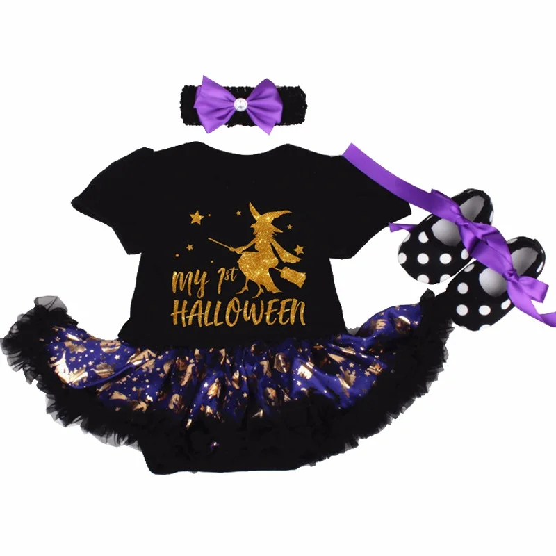 Baby Clothes Halloween Costume for baby Infant Party Dress Tutus Newborn Jumpsuit girl Rompers Outfit clothing set+headband | Мать и