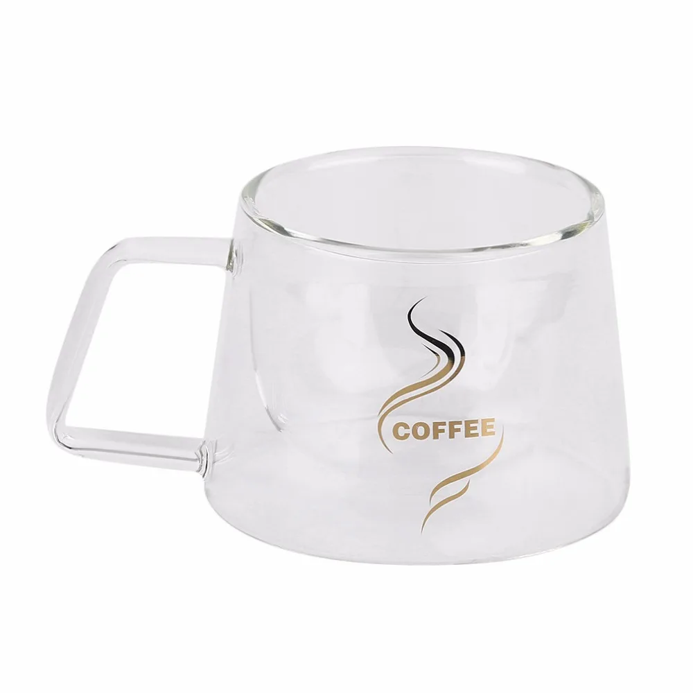 Double Layer Glass Coffee Mug Cup Borosilicate Water Bottle Chinese Tea Fashion Design Heat Resistant Handle 200ml | Дом и сад