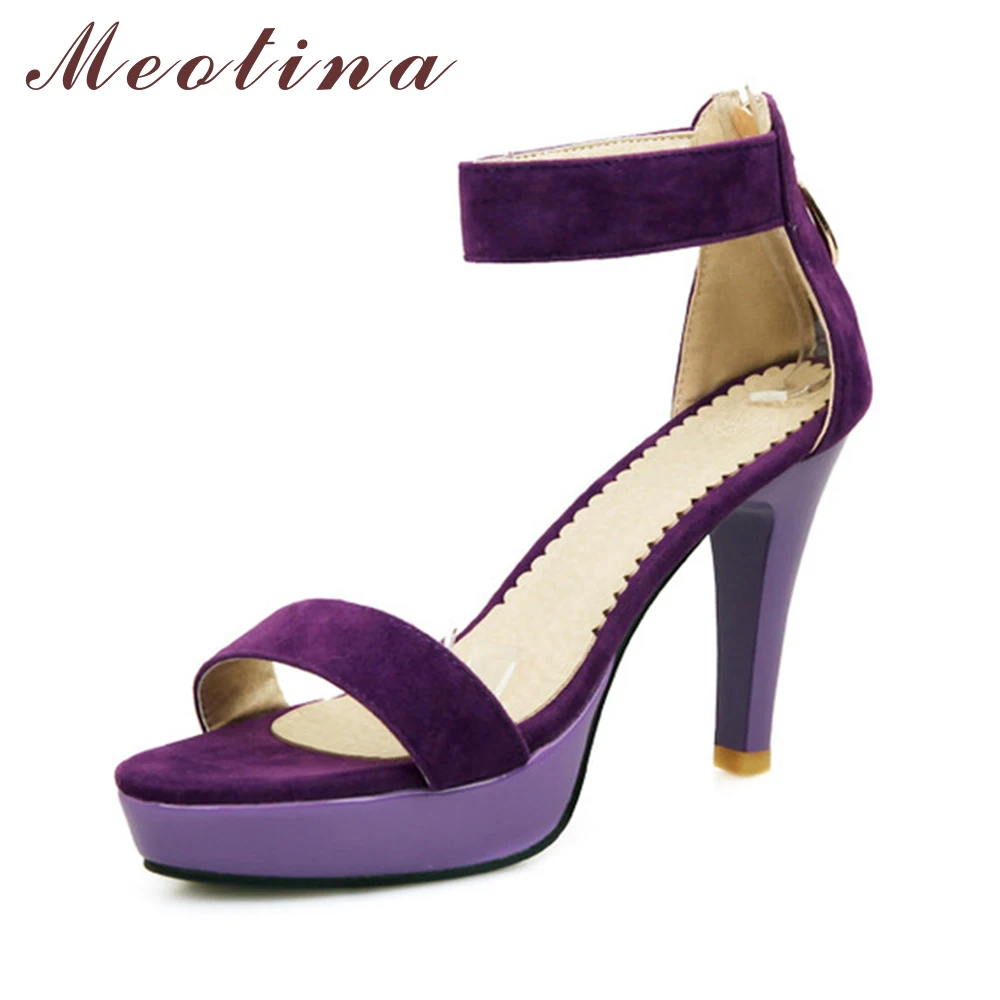 Женские свадебные босоножки Meotina красные вечерние туфли из флока на шпильке с