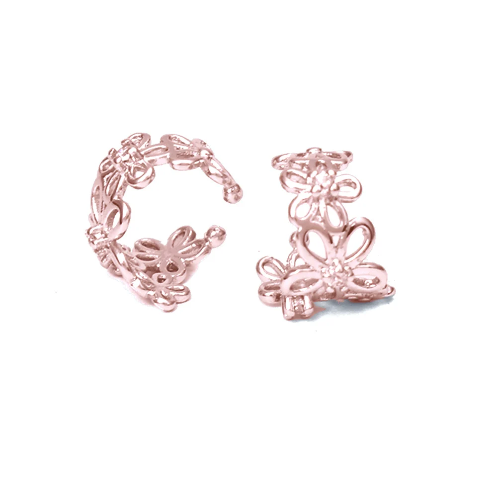 color 2 Chadestinty изысканные серьги белого/розового золота цвета цветок уха клип серьги CZ Хрустальная запонка серьги для женщин без отверстия ювелирные изделия - Окраска металла: color 2
