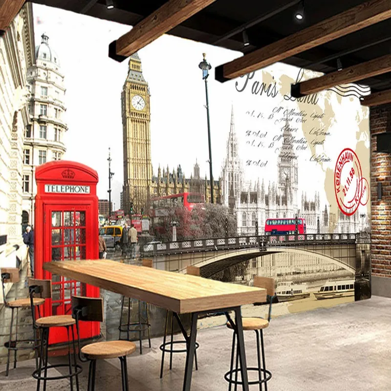 Фотообои в европейском стиле ретро ностальгия Париж KTV бар тема оснащение фон
