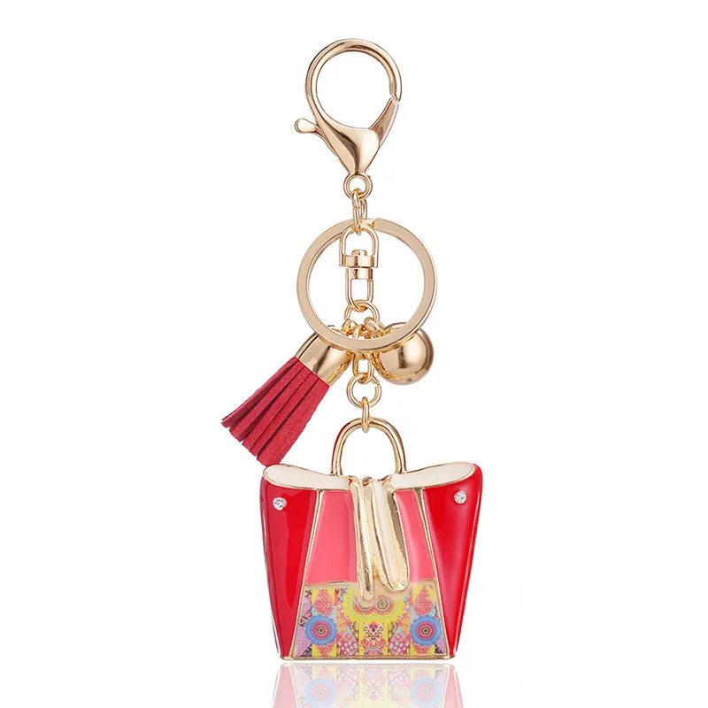 Новинка 2018 брелок из цинкового сплава Женская эмалированная сумка для ключей