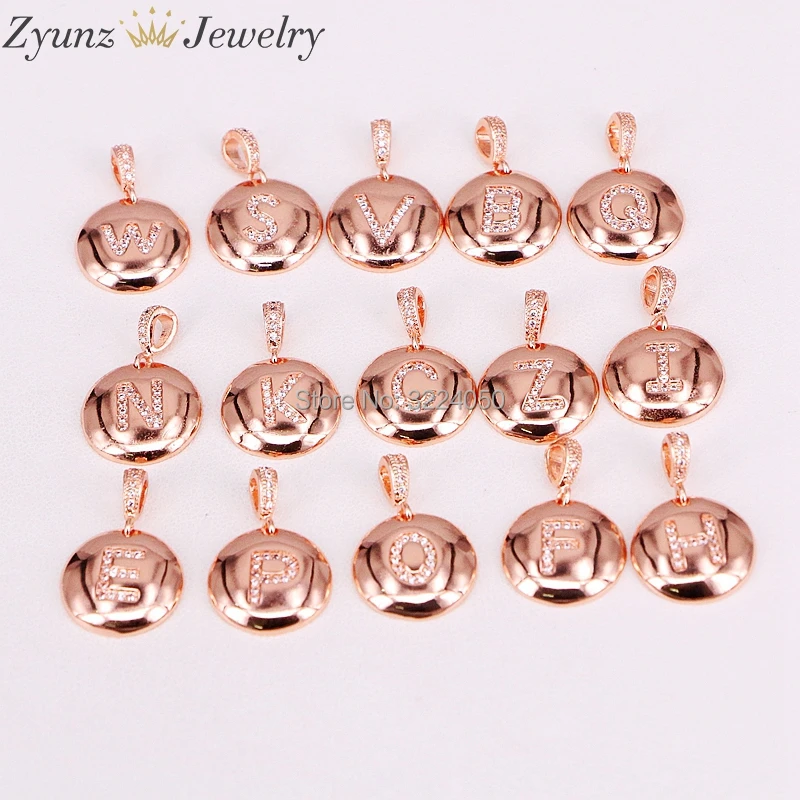 Модные кулоны в виде букв CZ ожерелье алфавита кулон металлическое розовое золото