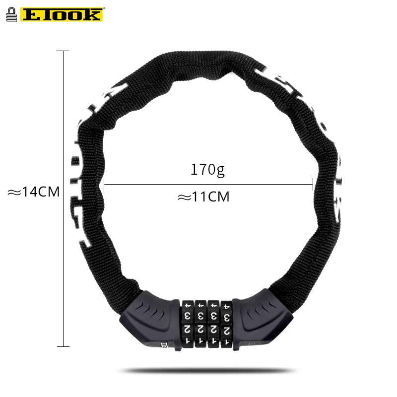 45cm-black ED3135 Etook замок цепи скутер велосипед короткий 45 см КАФЕ замок портативный пароль цифровой цепи для шоссейного велосипеда MTB ET355-S - Цвет: 45cm-black ED3135