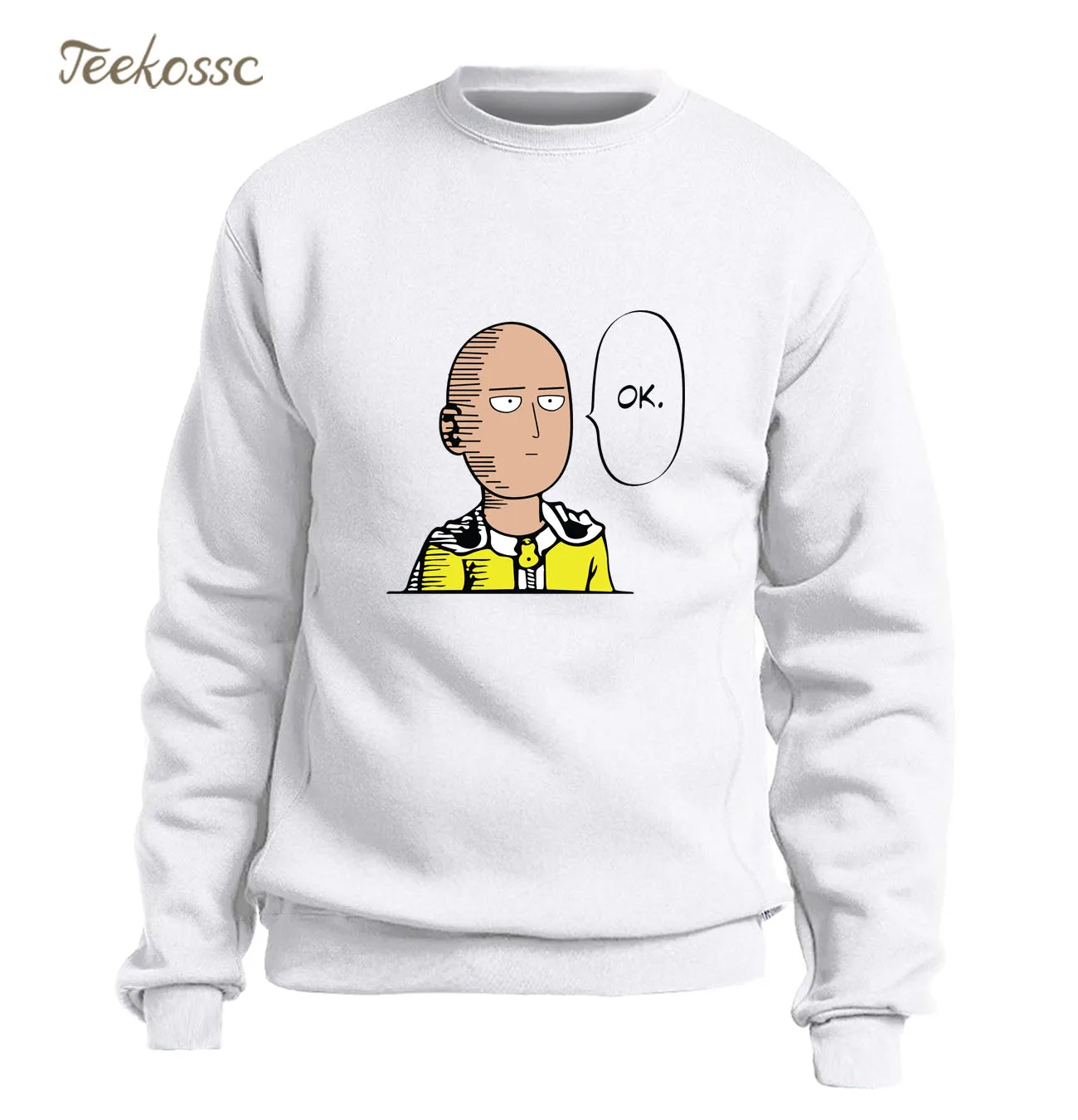 Аниме One Punch Man толстовка мужская Белая толстовка зима осень флис теплый Saitama толстовки мужские s графика дизайн одежда - Цвет: White