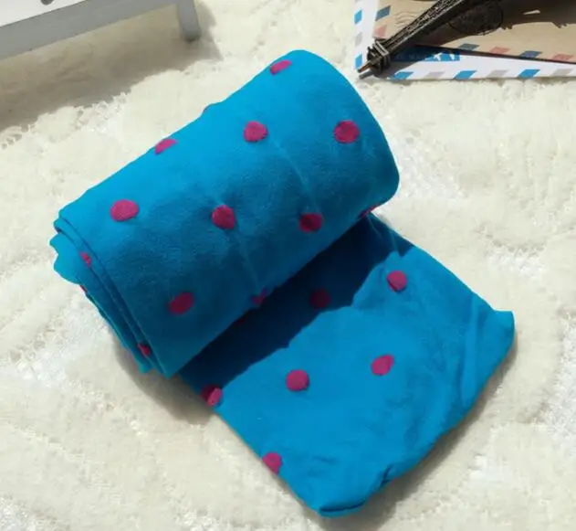 blue Новые колготки, 12 цветов, колготки Милая одежда детские колготки для девочек, бархатные колготки в горошек для танцев, размеры от 2 до 10 лет, af-58e-1pcs - Цвет: blue
