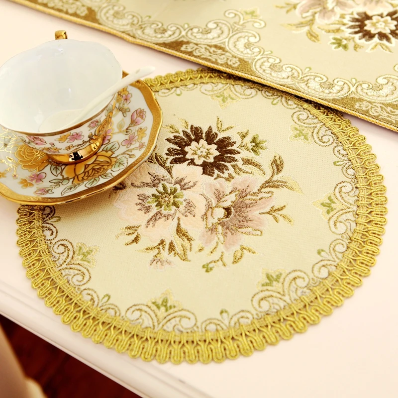 Европейские вышитые салфетки столовые коврики подставки под кружку кофейные