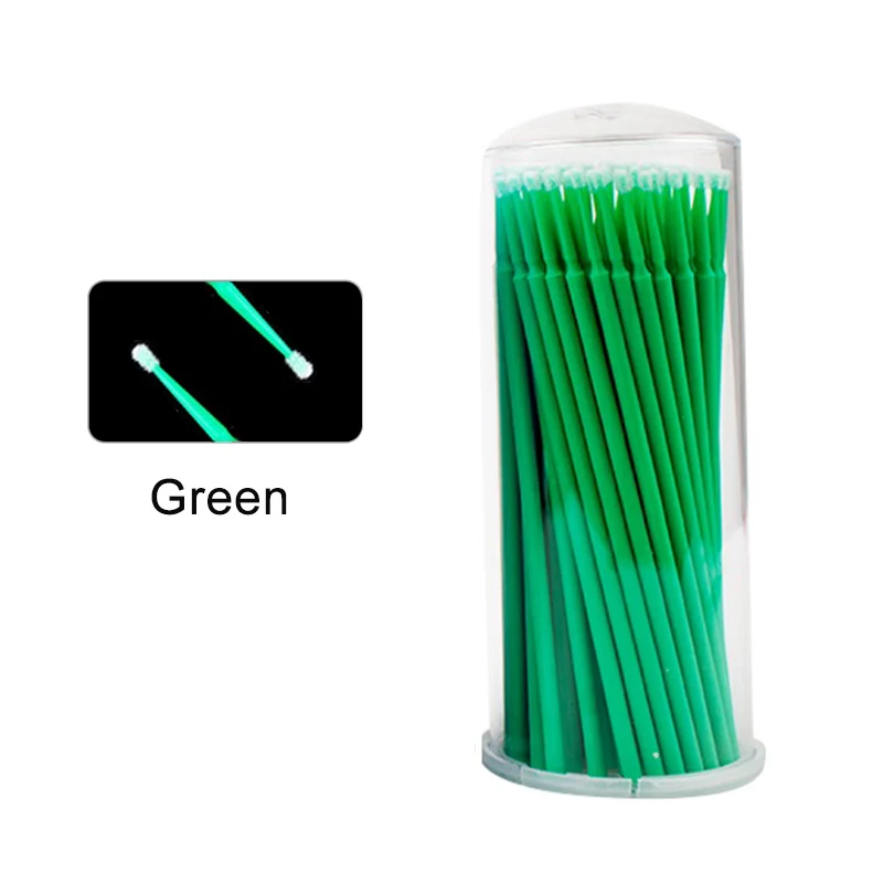 Green Fine Zwellbe 100 шт./упак. одноразовые кисти для макияжа Набор с тампоном для прочный Micro кисть туши для ресниц наращивание ресниц удаление инструмент - Handle Color: Green Fine