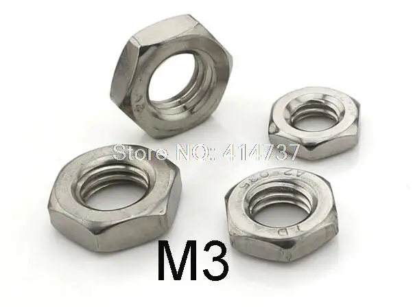 

M3 Hex Thin Nut 100Pcs/Lot DIN439 Stainless Steel 304