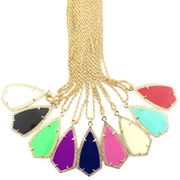 zwpon brand designer fashion golden frame dagger geometric long necklaces triangle resin acrylic pendants jewelry wholesale