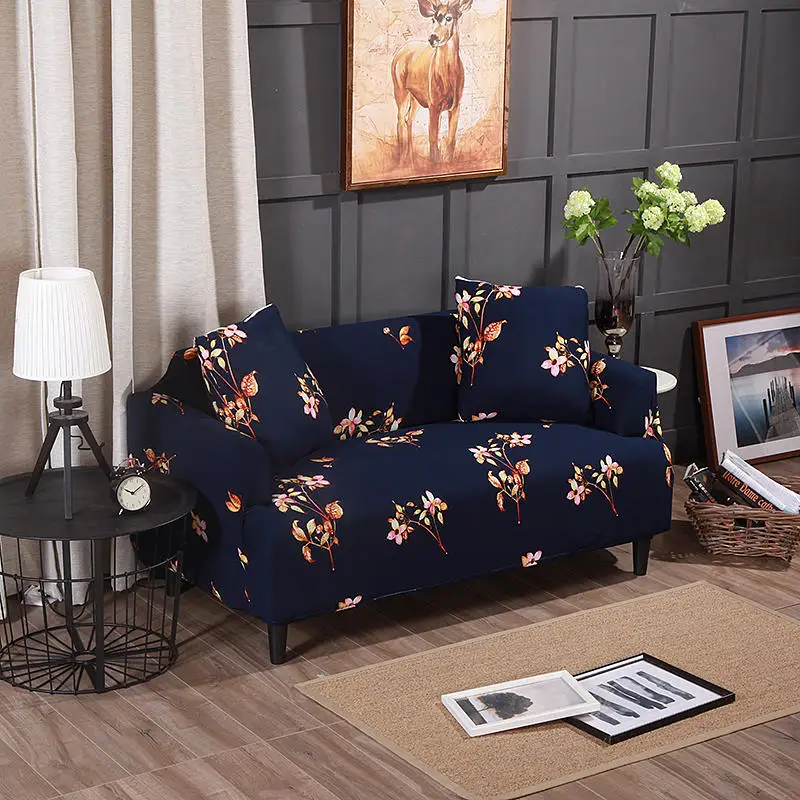 Растягивающийся защитный чехол для дивана с золотыми цветами секционные L