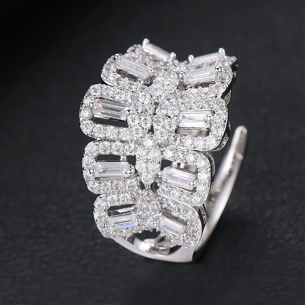 missvikki Handmade Prong Setting AAA CZ Bangle Open Ring Jewelry Set Luxury Gorgeous Geometric for Women Bridal Wedding | Украшения и