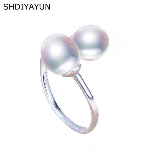 Женское кольцо с натуральным пресноводным жемчугом SHDIYAYUN, ювелирное изделие из серебра 925 пробы с натуральным пресноводным жемчугом, подарочное ювелирное изделие для женщин