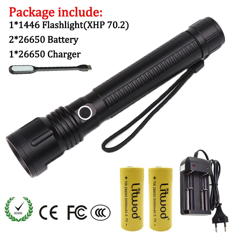 Option 7 Litwod Z351446 светодиодный вспышка светильник CREE XHP70.2& XHP50 высокий мощный 50000LM тактический Водонепроницаемый фонарь светильник 18650& 26650 Фонари - Испускаемый цвет: Option 7