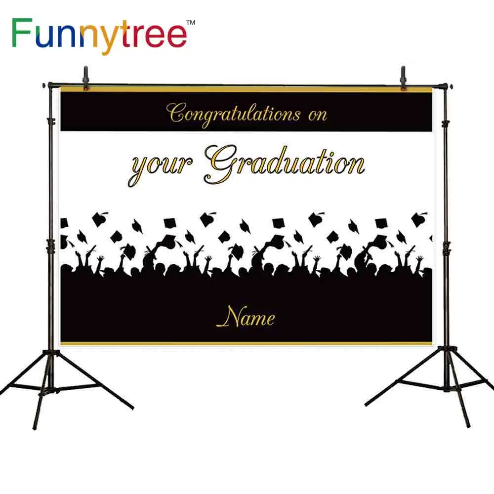 Фон для фотосъемки Funnytree золотистый черный студенческий силуэт индивидуальное