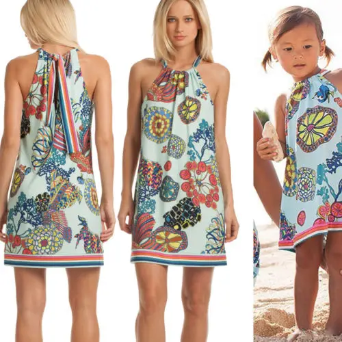 2019 богемная летняя семейная Одинаковая одежда детское платье для девочек мамы