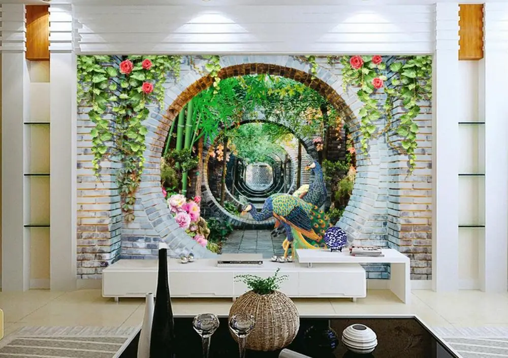 

Flower vine arch peacock wall papers home decor Living room bedroom wallpaper rolls for wall 3d photo wallpaper children