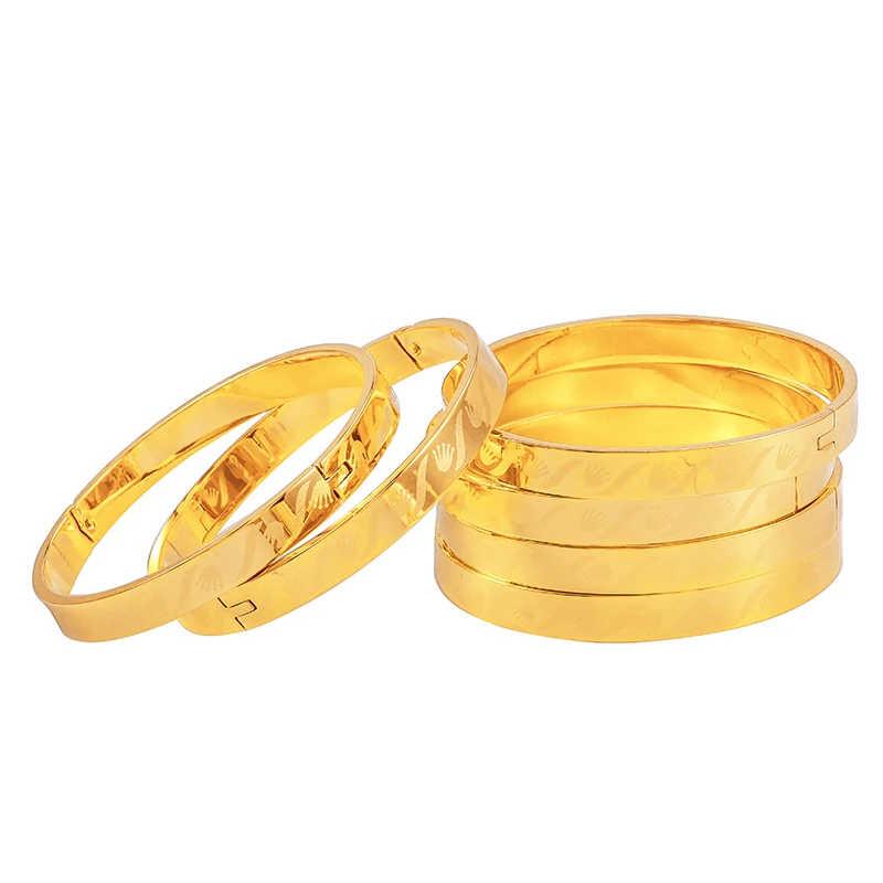 Ethlyn 6pcs/lot Women Unique Punk Style Laser Bangles Gold Color Jewelry Girl Accessories 2017 New Arrival Item B052 | Украшения и