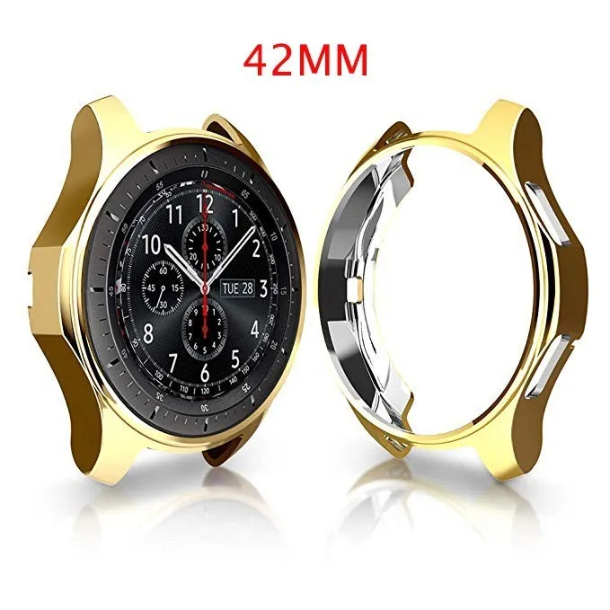 Для samsung Galaxy Watch 46 мм 42 мм чехол Высокое качество ТПУ Тонкий Смарт-часы Защитный чехол рамка Smartwatch аксессуары - Цвет: Gold 42MM