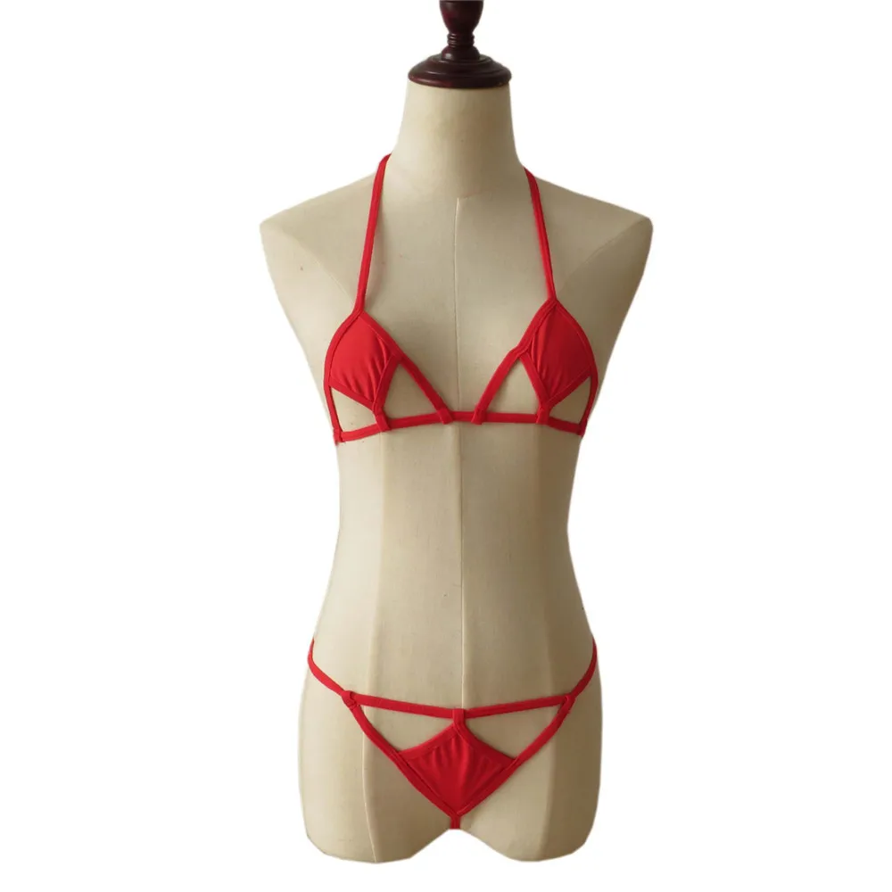 bikini 2019 Sexy Solid color diamond Sling Hollow Thong Japanese girl Beach spa swimwear women swimsuit biquini bikinis monokini | Женская