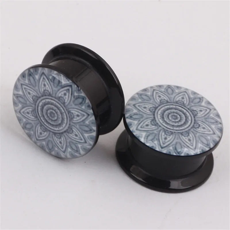 New Acrylic White Flowers Ear Gauges Plugs Tunnels Screw Fit Expansion Punk Stretched Sexy Body Piercing Jewelry | Украшения и