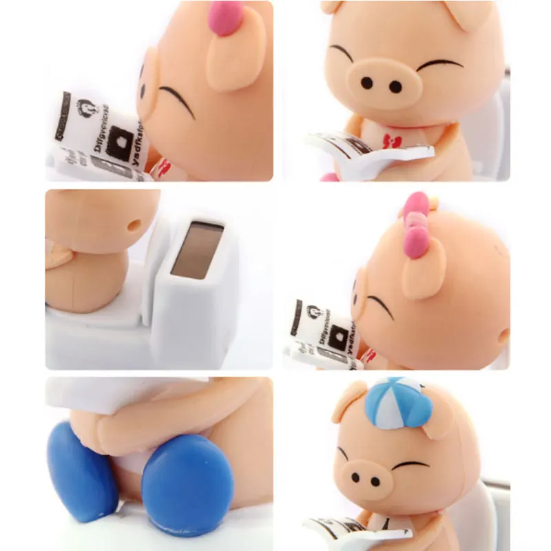 Поросенок чтение на унитаз свинья солнечная игрушка Приборная панель автомобиля