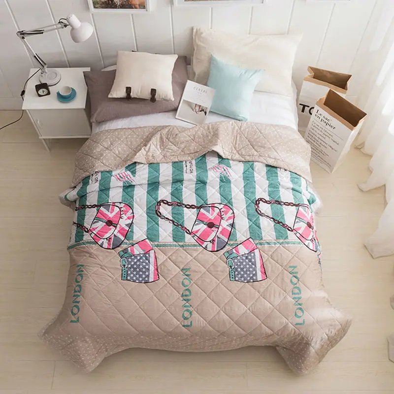 Новое модное моющееся летнее одеяло из 100% хлопка в европейском мультяшном стиле